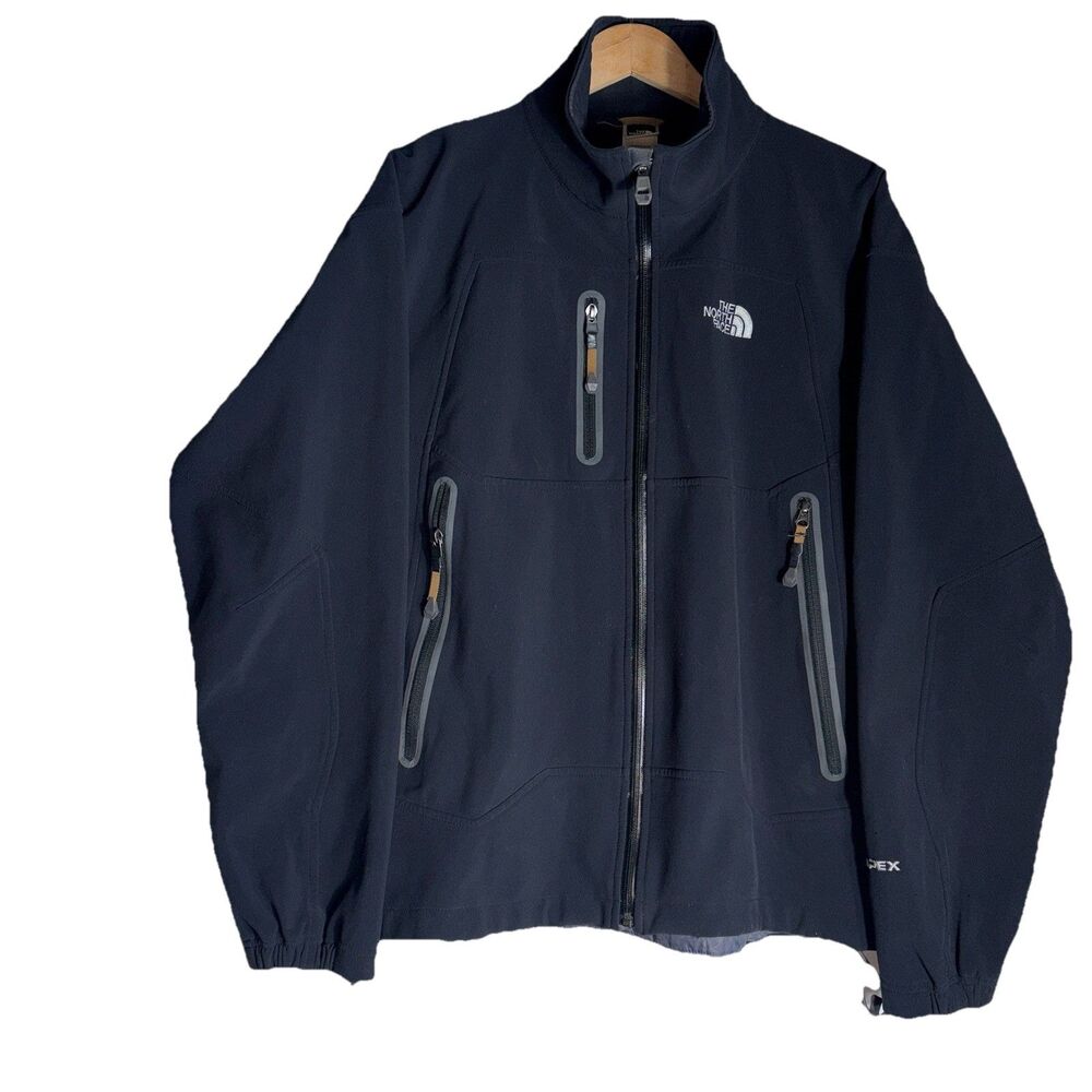 North Face Men's Jacket Large Apex Bionic Softshell Black Full Zip Windproof